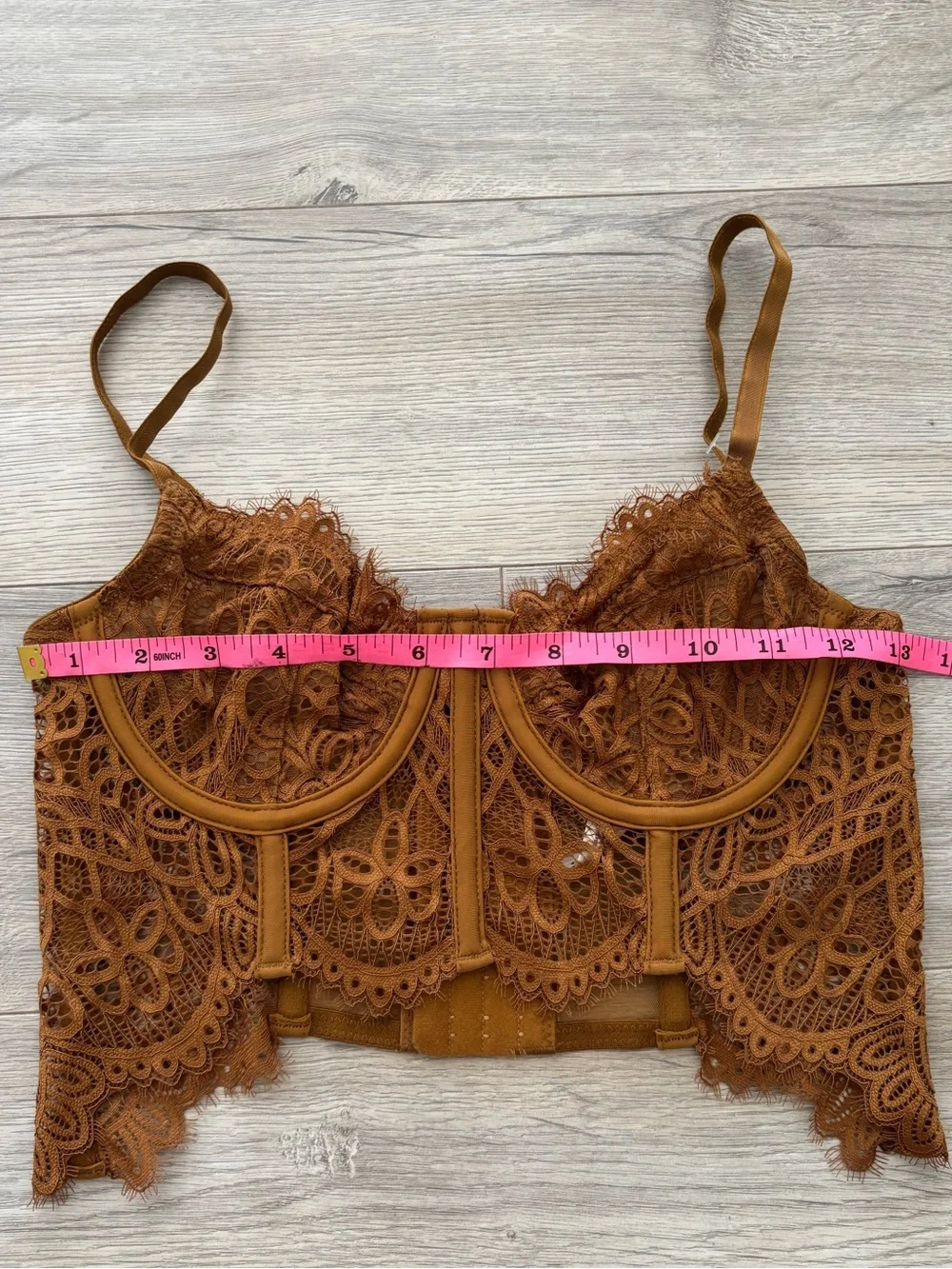 Anthropologie NWOT Giselle Lace Bustier in Camel Brown sz Small